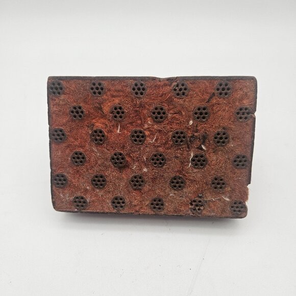 Antique Hand Carved Wood Textile Circle Pattern Fabric Stamp Block - Picture 1 of 10